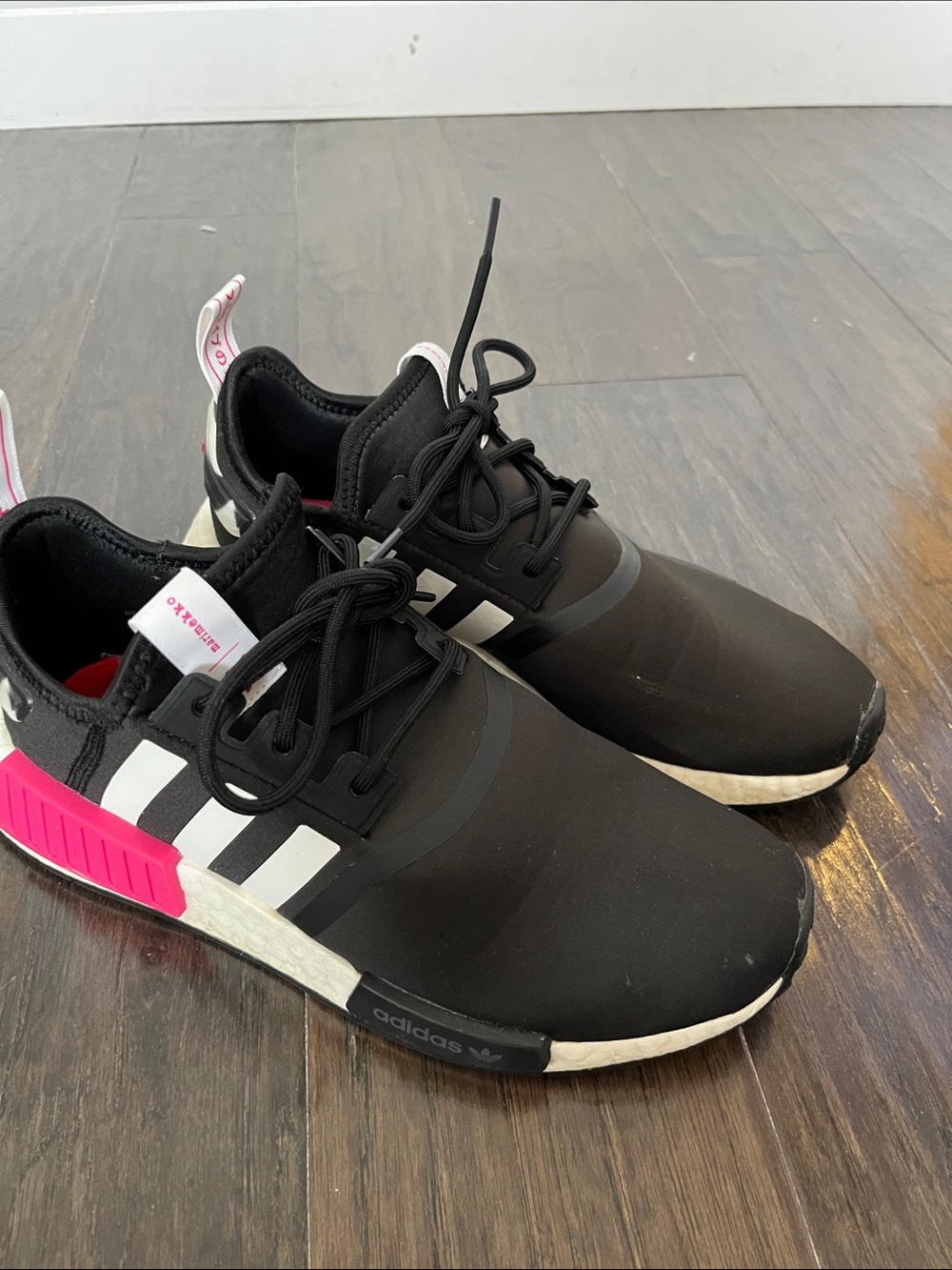 adidas Kids Black & Pink Slip-On Lace Sneakers